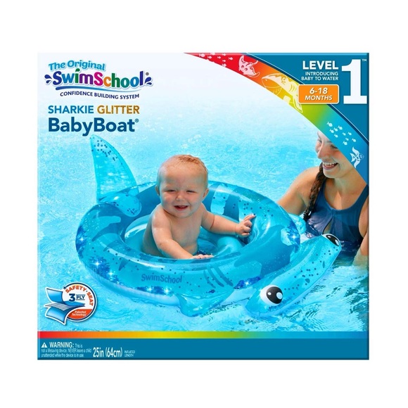 BNIB The Original Swim School Sharkie Glitter Baby Boat - Picture 1 of 6